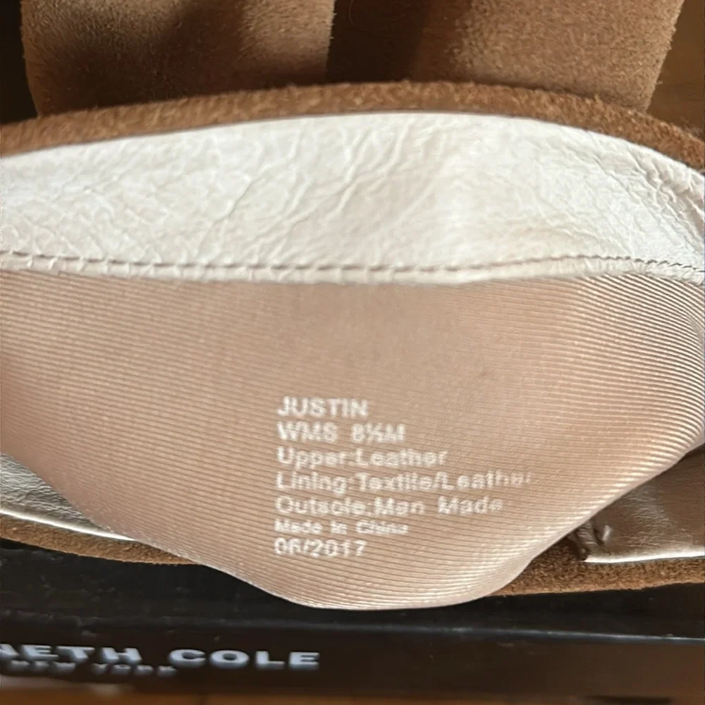 New Kenneth Cole New York Suede Tan Tall Boots 8 1/2 - Picture 7 of 9